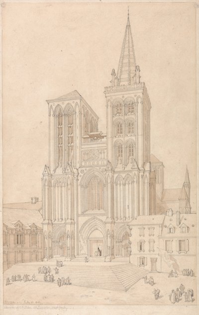 San Pedro en Lisieux, Normandía - Fachada oeste de John Sell Cotman